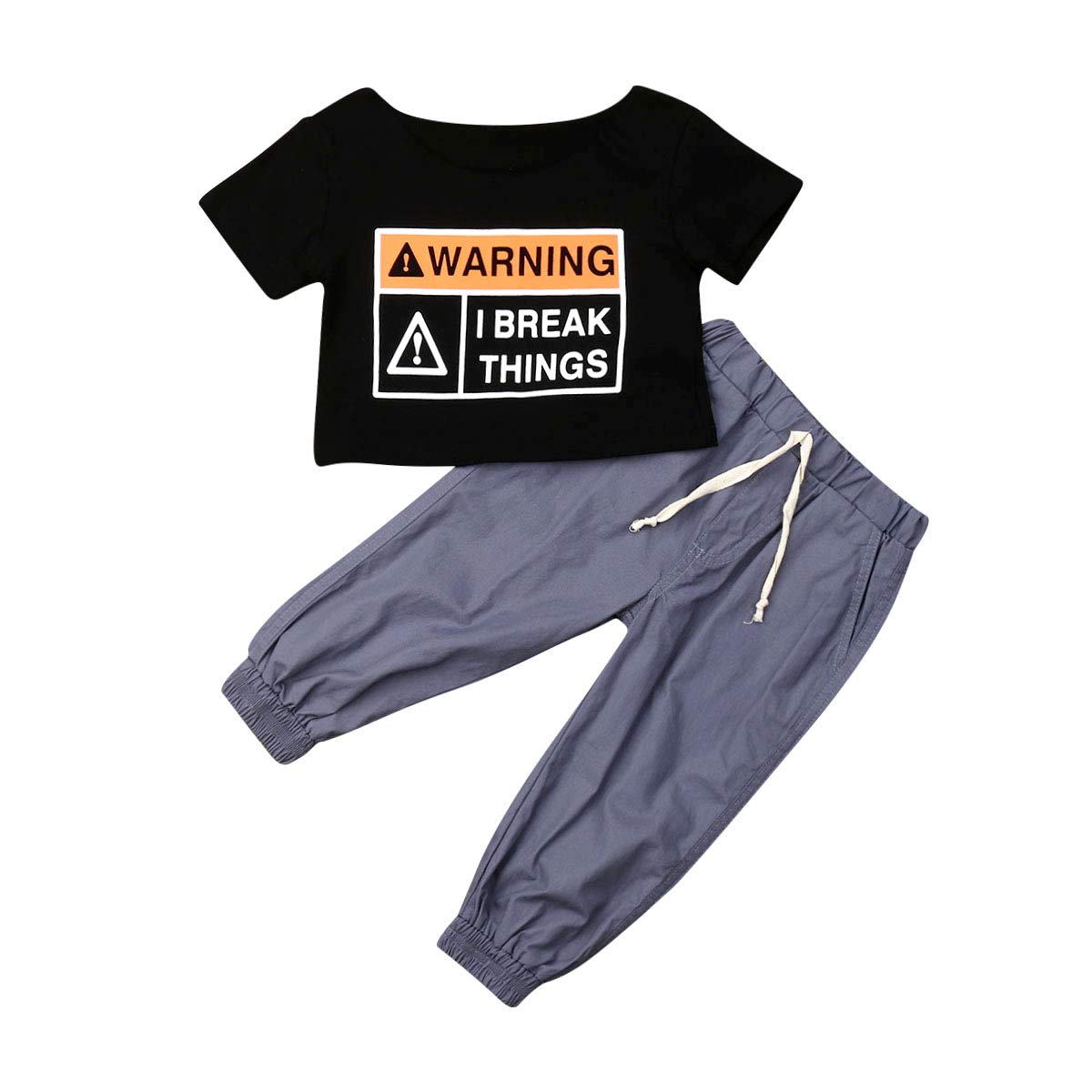 MA&BABY Baby Girl Outfit - Black Crop Top & Lightweight Pants for Playtime