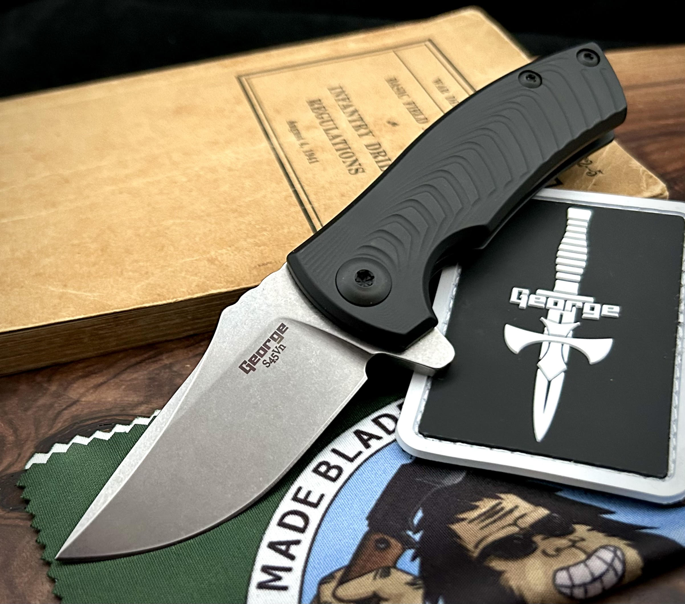 Les George ESV Flipper Knife - Black DLC Coated Titanium Handle & S45VN Steel Blade | Exclusive Limited Edition | Perfect for EDC, Outdoor Adventures & Collectors