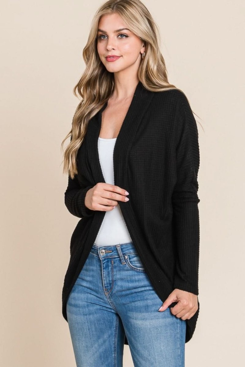BOMBOM Open Front Waffle Knit Cocoon Cardigan for Women - Soft Chunky Knit Sweater Wrap - Perfect for Fall, Winter & Cozy Home Wear