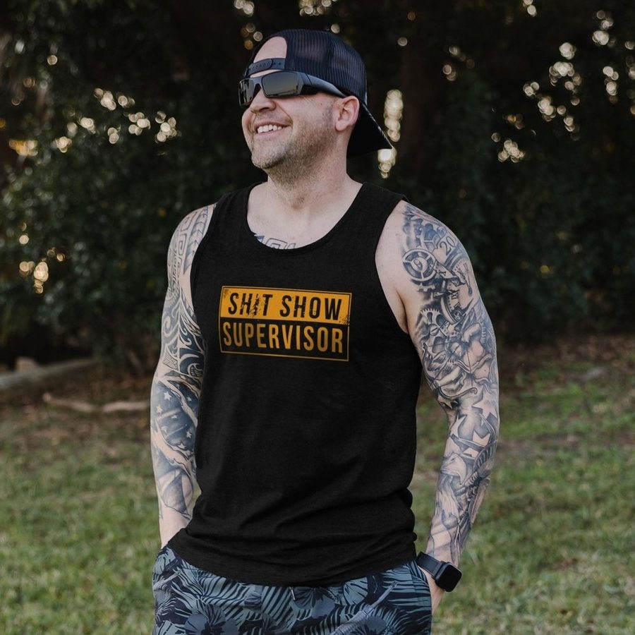 Sh*t Show Supervisor Tank Top - Black | Funny Sarcastic Graphic Tee for Office, Parties & Casual Wear