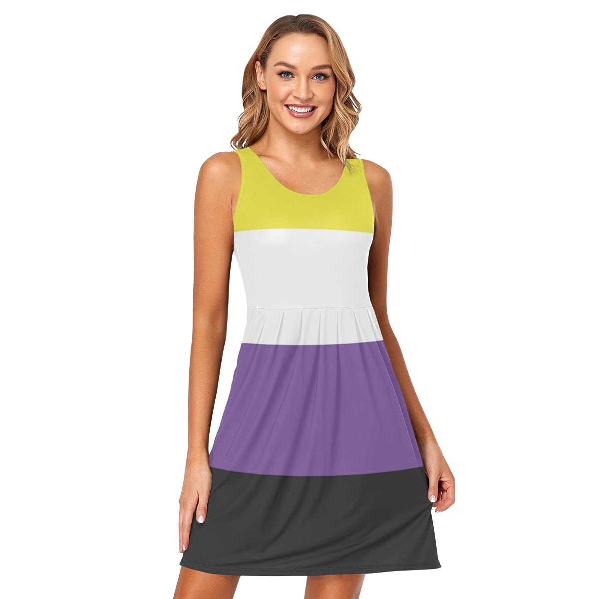 Women's Sleeveless Summer Beach Dress - Casual Sun Dress with Pockets for Vacation, Pool Party & Outdoor Activities