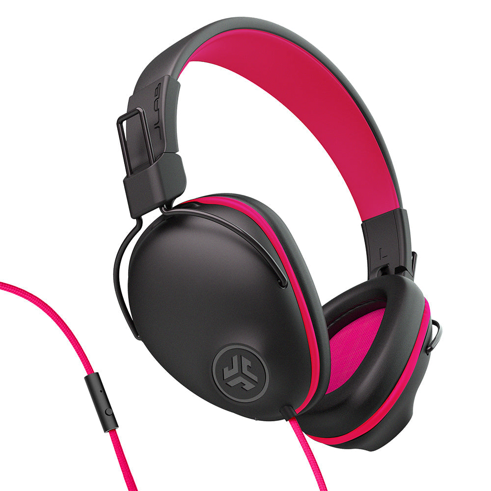 JBuddies Pro Wired Over-Ear Headphones for Kids - Volume Limited Safe Listening (Pink) | Perfect for School, Travel & Online Learning