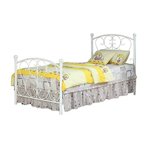 Furniture of America Aubrey Novelty Metal Twin Panel Bed in White - Modern Kids Bedroom Furniture for Small Spaces & Guest Rooms