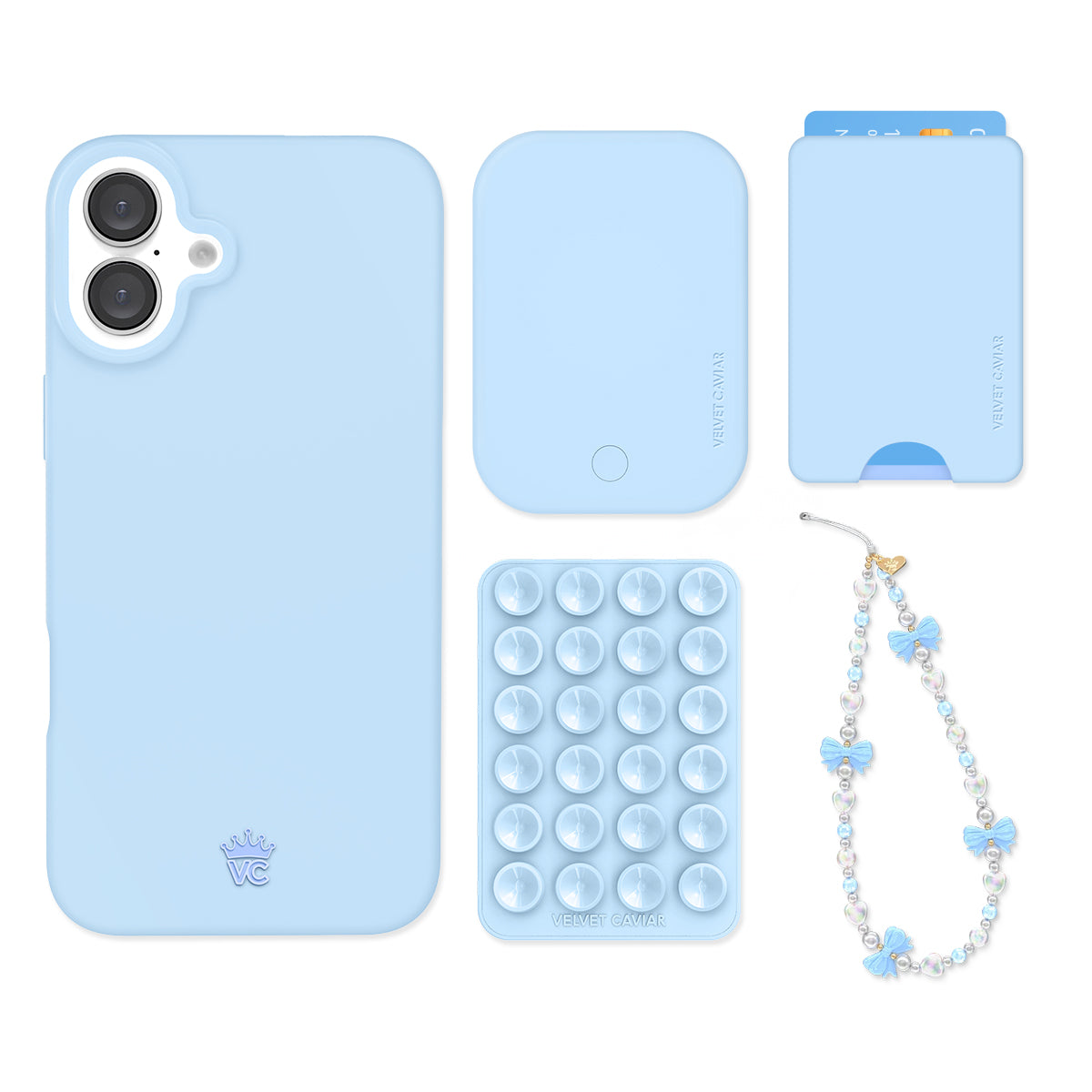 Cotton Candy Blue iPhone Case with Wallet Holder - Slim Protective Cover for iPhone 13/14/15 - Perfect for Everyday Use, Travel & Shopping