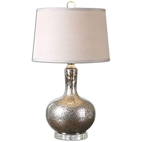 Allora 1-Light Gray Crystal Glass Table Lamp - Elegant Bedside & Living Room Lighting for Home Decor