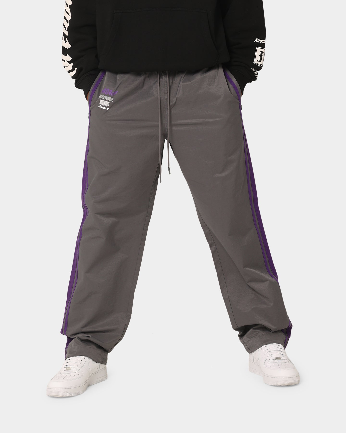404 Racer Trackpant Charcoal/Purple - Men's Athletic Joggers for Running, Gym & Casual Wear - High Performance Workout Pants with Comfort Fit