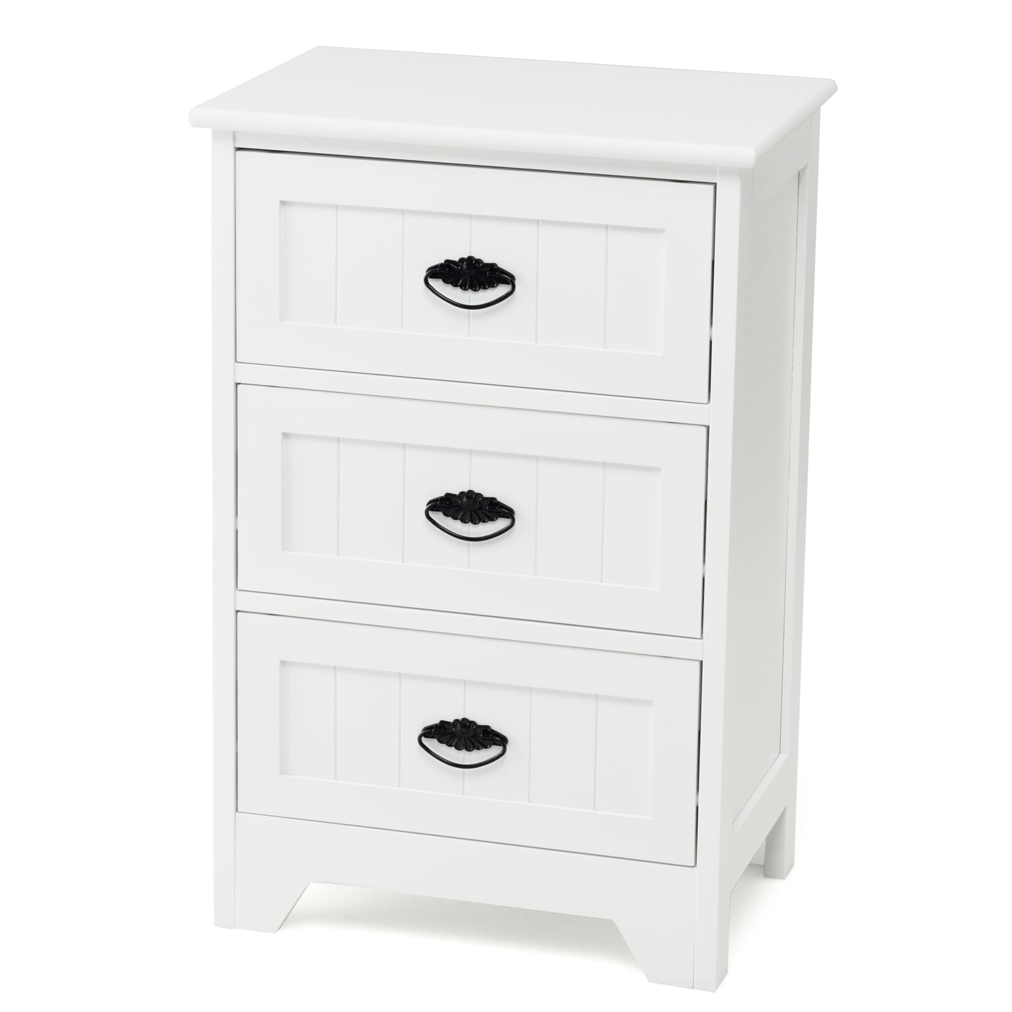Modern White Bathroom Storage Cabinet with 3 Drawers & Anti-Tip Strap - Perfect for Small Spaces & Bathroom Organization