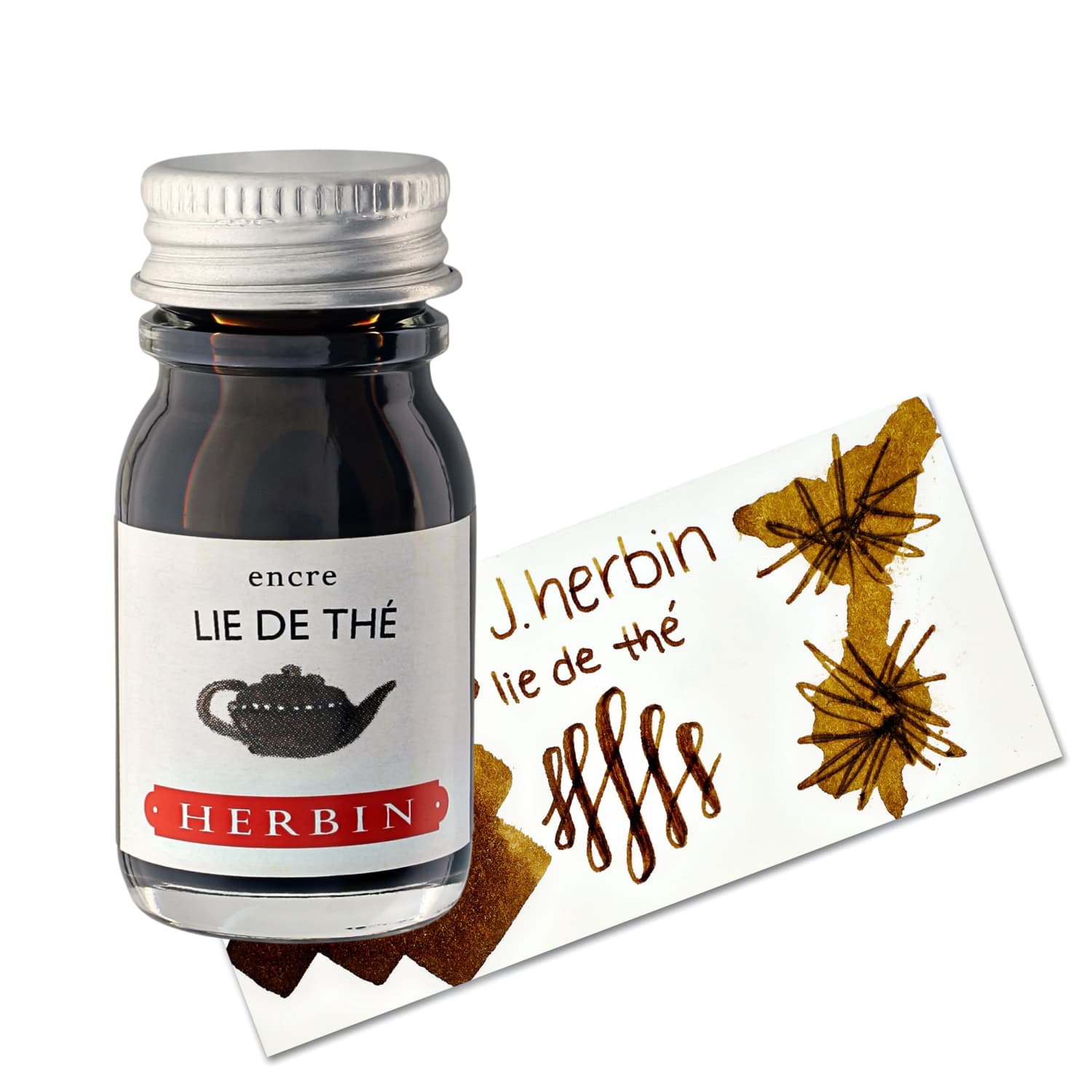 J. Herbin Lie de Thé Fountain Pen Ink - Brown Tea Color, Bottled & Cartridges for Calligraphy, Journaling & Letter Writing