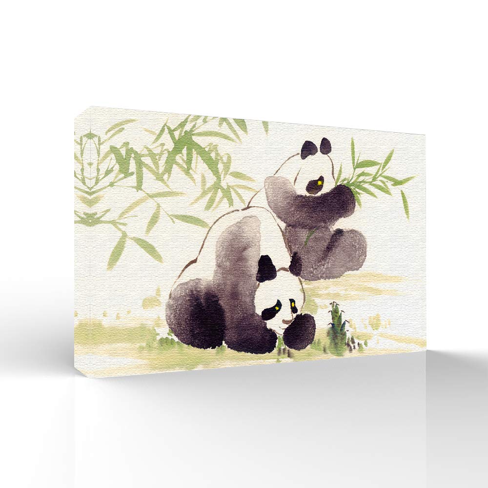 Wall26 Panda with Bamboo Giclee Canvas Wall Art - 12x18 Inches, Perfect for Bedroom, Living Room, Home Office & Nursery Decor
