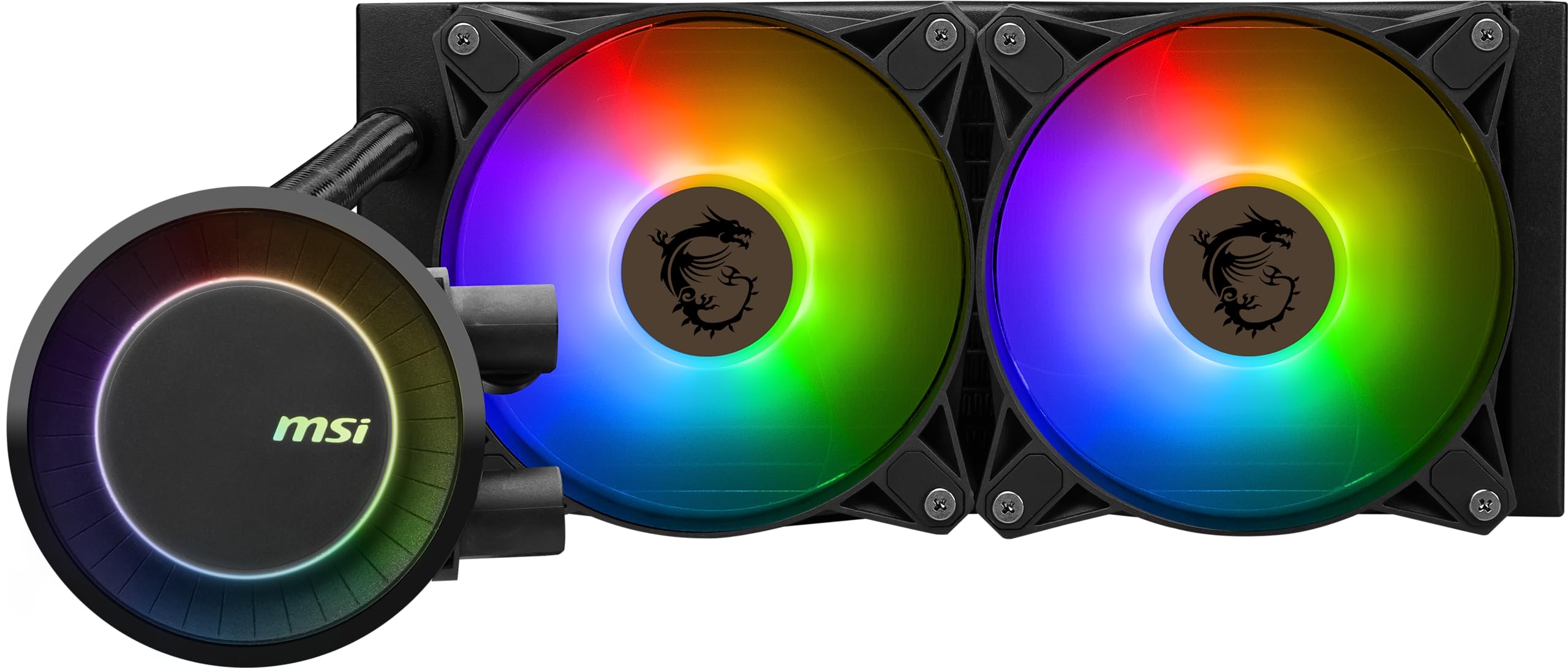 MSI MAG CORELIQUID E240 AIO RGB CPU Liquid Cooler - 240mm Radiator with Dual 120mm ARGB PWM Fans - High Performance Cooling for Gaming PCs & Workstations - Perfect for Overclocking & Silent Operation