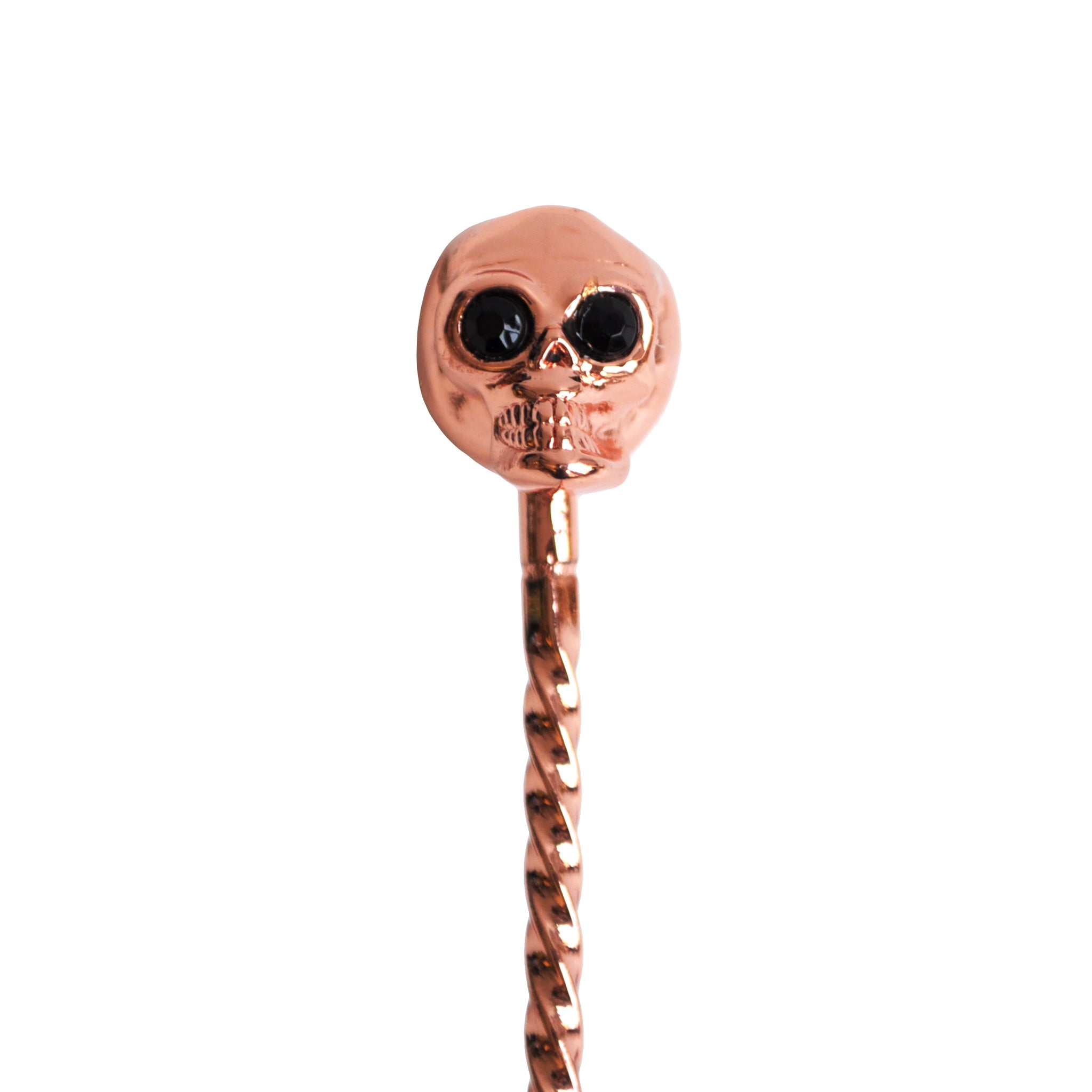 Vintage Skull Bar Spoon - 33cm Copper Plated Cocktail Stirrer for Mixing Drinks, Home Bar & Party Use