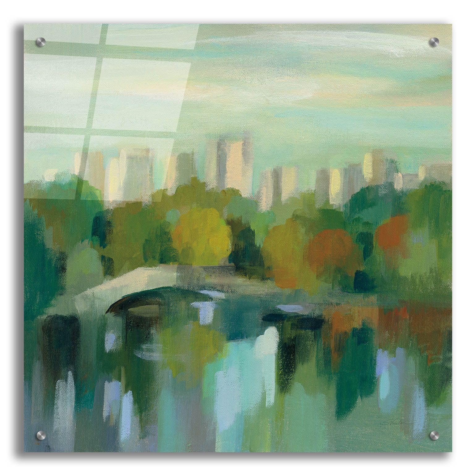 Silvia Vassileva 'Manhattan Sketches III' Acrylic Glass Wall Art - 24x24 Inches Modern Abstract Painting for Living Room, Office & Bedroom Decor