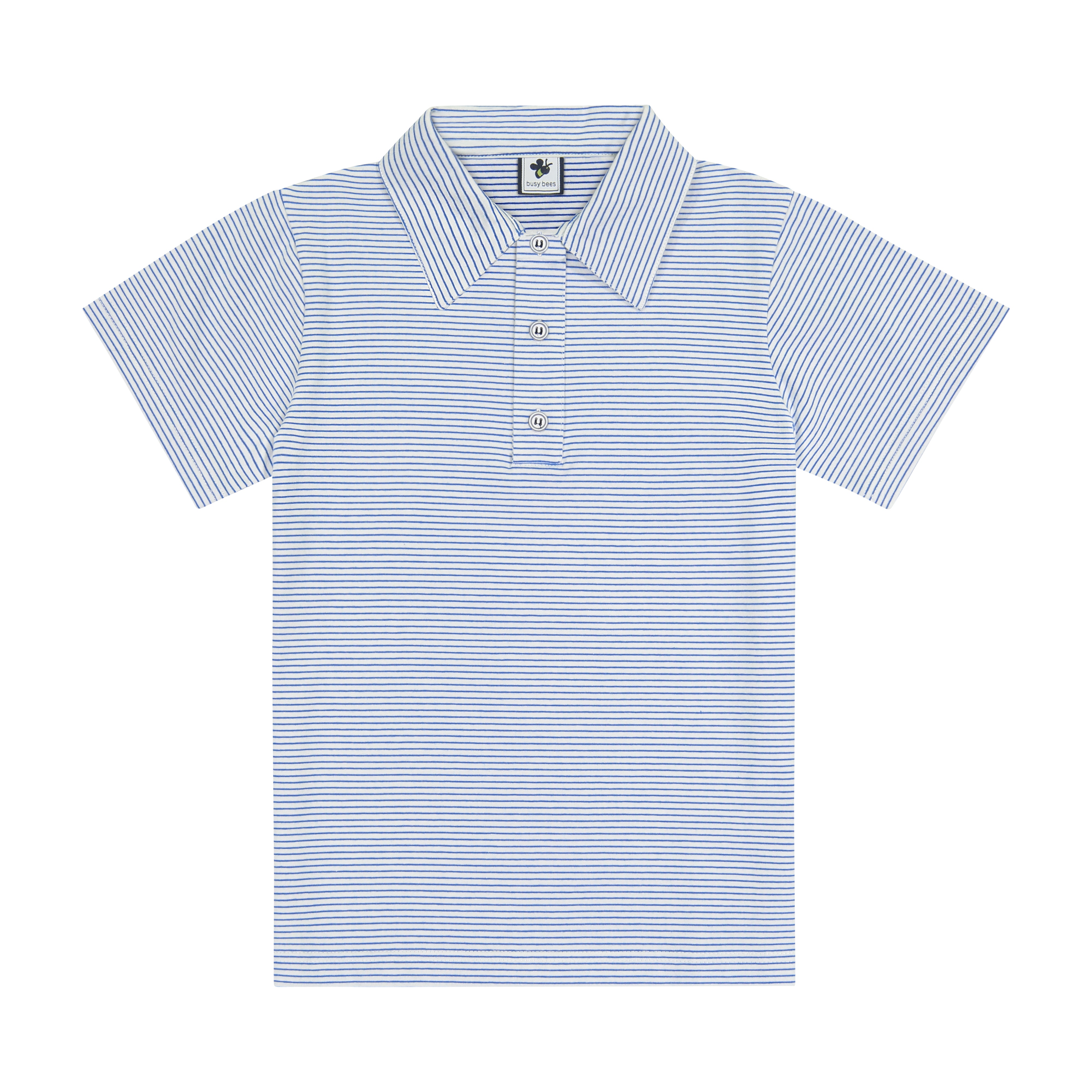 Boys' Short Sleeve Polo Shirt - Mini Sky Blue Stripe Casual Top for Kids | Perfect for School, Playdates & Summer Outings