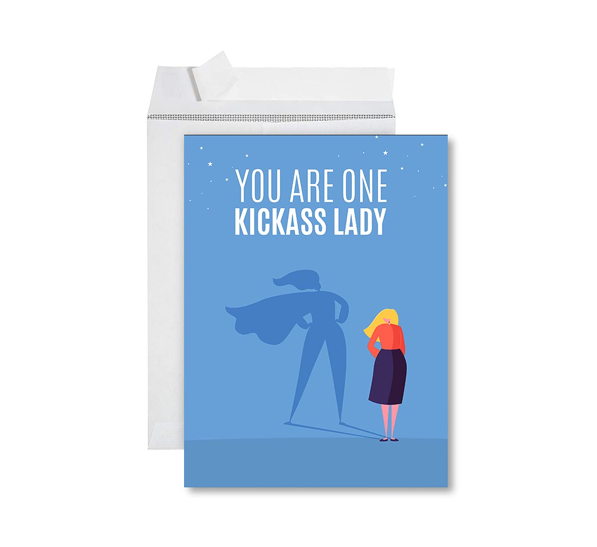 Funny National Boss's Day Jumbo Card - 'You Are One Kickass Lady' - 8.5 x 11 Inch Blank Greeting Card with Envelope - Humorous Office Banter Card for Women - Perfect Boss Appreciation Gift for Workplace Celebrations (1-Pack)