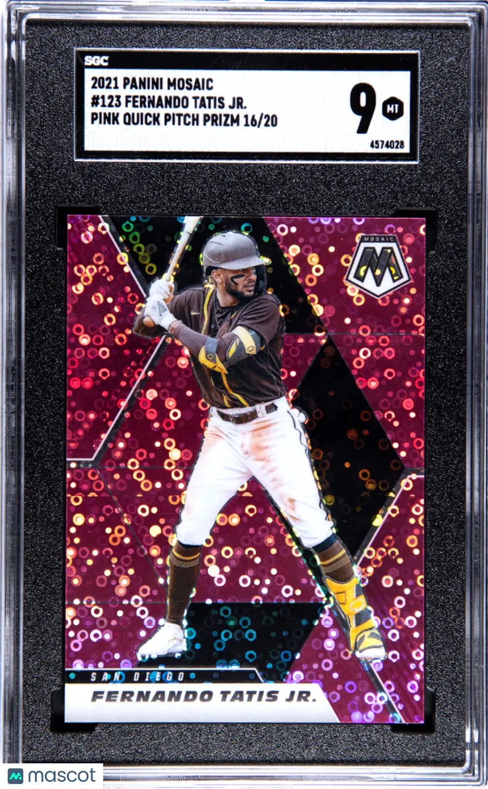 2021 Panini Mosaic Baseball Fernando Tatis JR. Pink Quick Pitch Prizm SGC 9/20 - Rare Baseball Card for Collectors & Investors - Perfect for Display, Trading, and Sports Memorabilia Collections