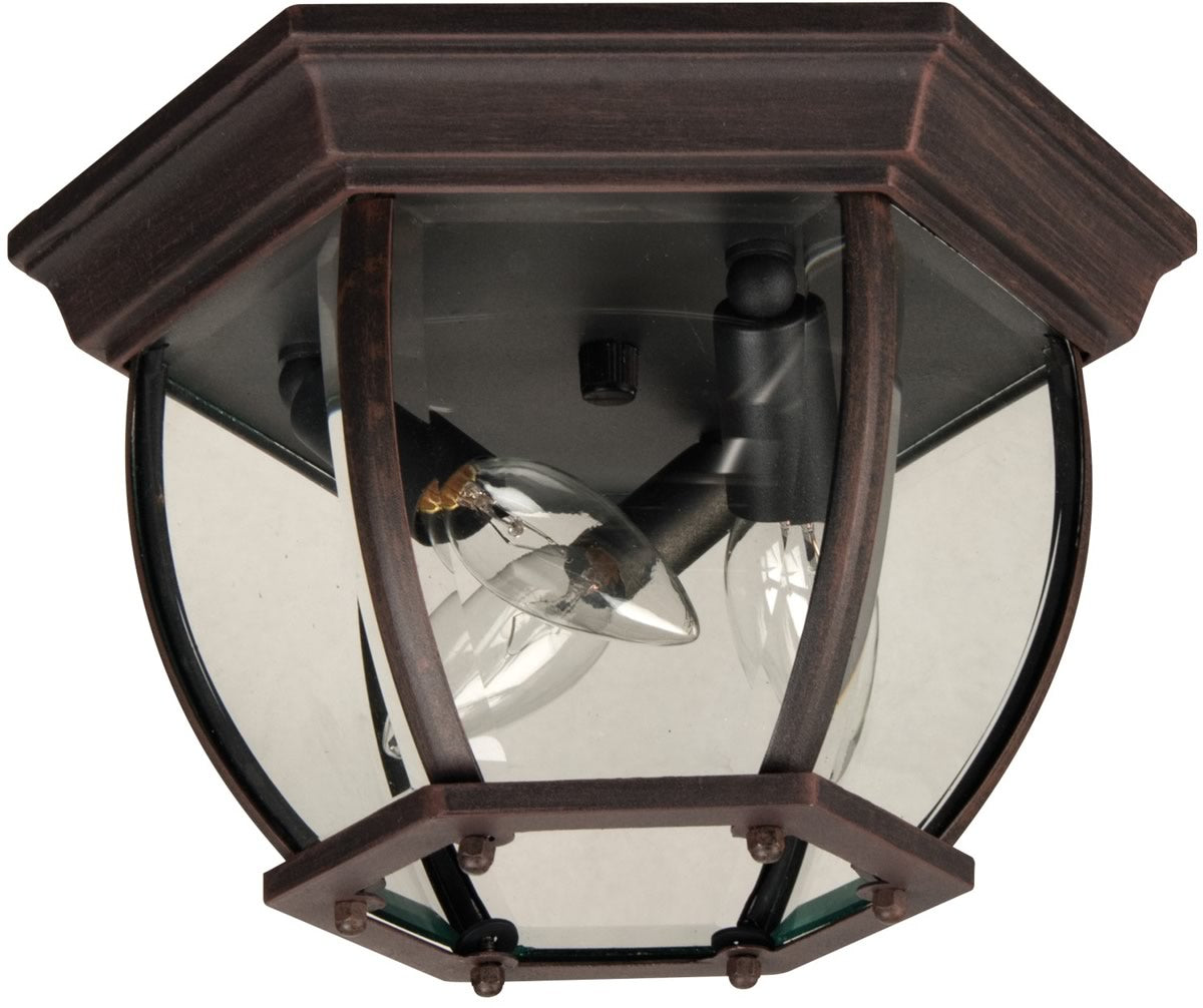 11W Bent Glass 3-Light Outdoor Flush Mount Rust-Resistant Ceiling Light Fixture - Perfect for Porch, Patio, and Covered Entryway Lighting