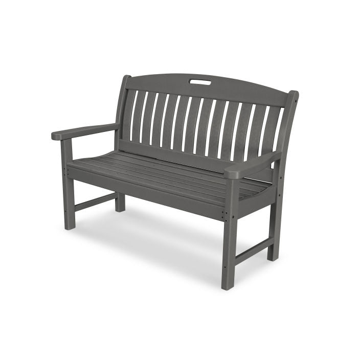 POLYWOOD Nautical 48-Inch Outdoor Bench - All-Weather Resin Wicker Patio Furniture for Deck, Poolside & Garden Seating