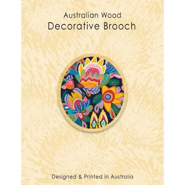 Exquisite Australian Wooden Brooch - Handcrafted Fantasy Floral Pin for Women | Perfect for Weddings, Parties & Fashion Accessories