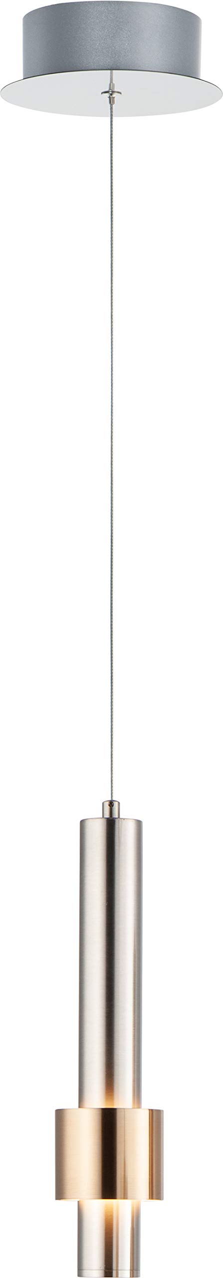 ET2 E24751-SNSBR Modern Aluminum & Acrylic Tubular LED Mini Pendant Light - 6W Energy Efficient Ceiling Lighting Fixture, 12