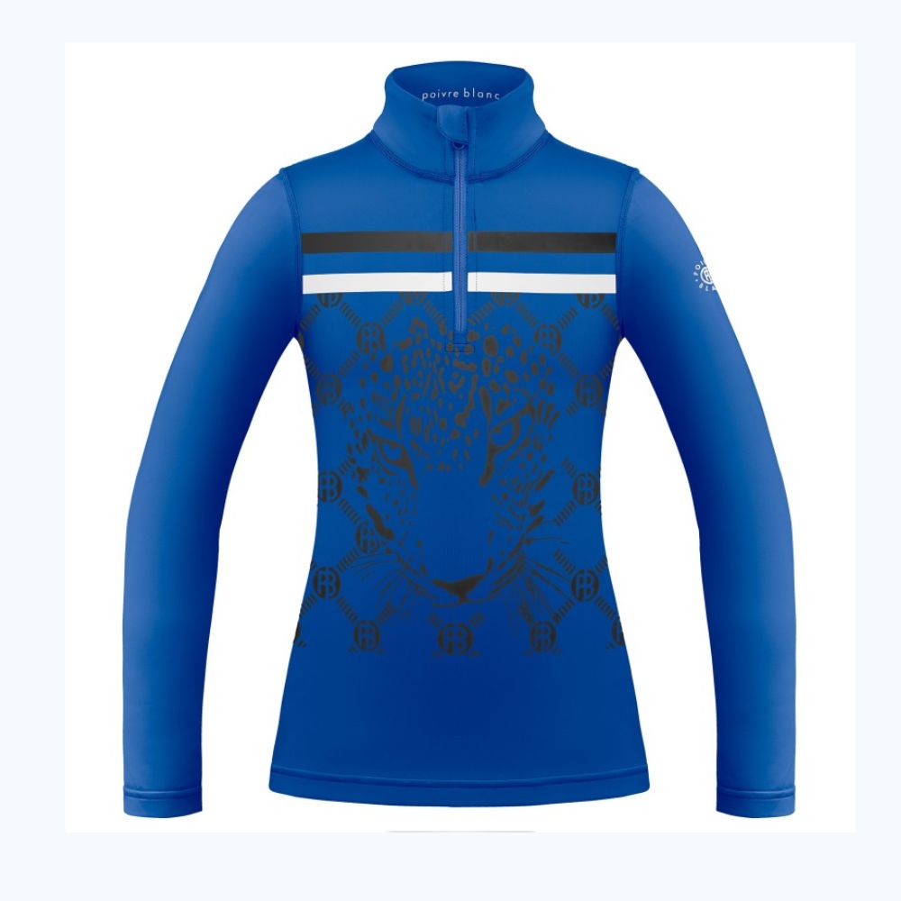 White Pepper Girls' Base Layer Shirt - Leopard Print Infinity Blue - Perfect for Winter Layering, Outdoor Activities & Casual Wear
