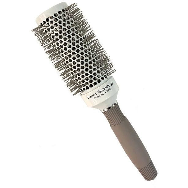 Nano Thermic Hair Brush - White & Grey for Smooth & Shiny Hair - Perfect for Styling, Straightening & Frizz Control at Home or Salon
