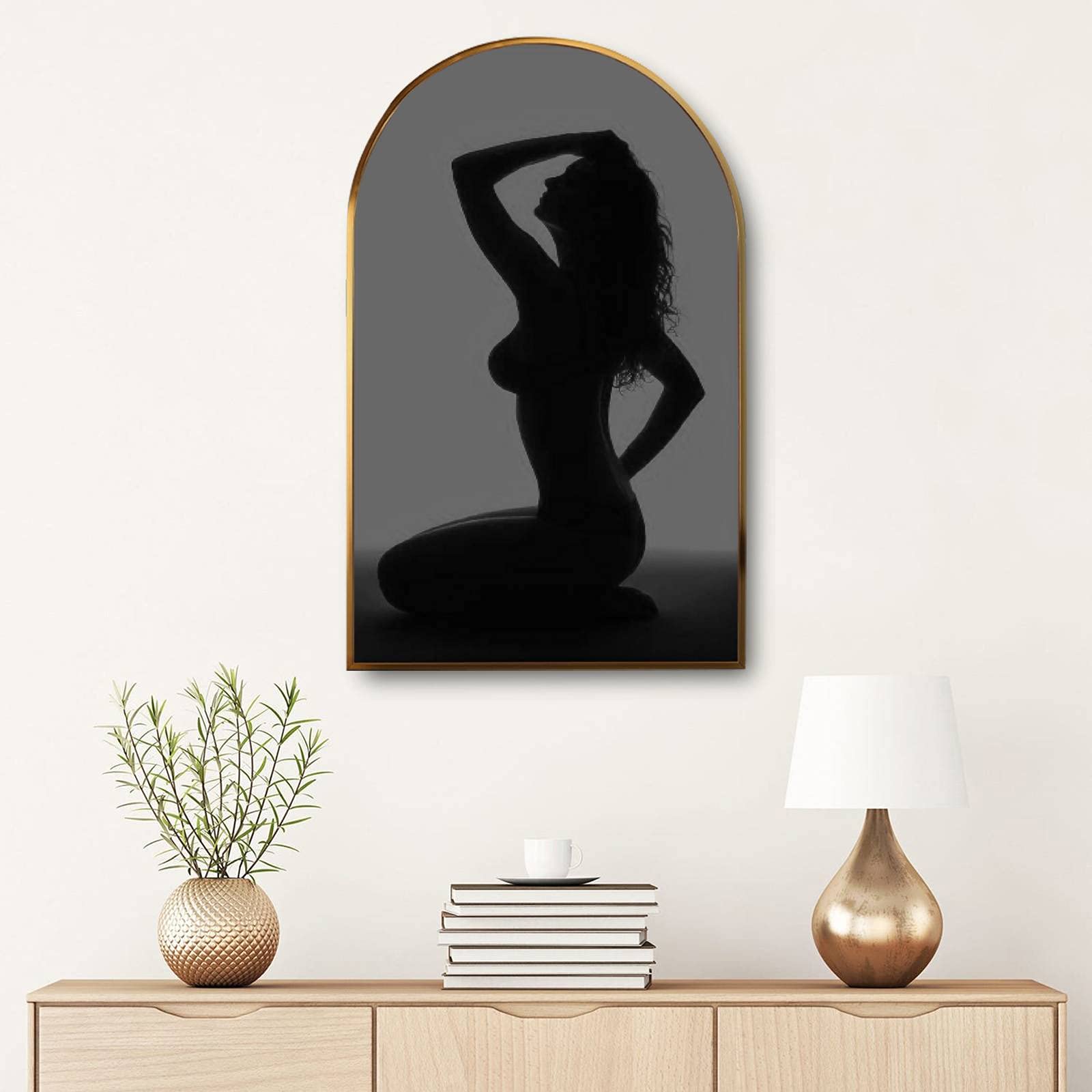 Large Framed Canvas Wall Art - Modern Minimalist Painting of Elegant Female Silhouette - Home & Office Decor for Living Room, Bedroom, Dining Area - Perfect for Creating Contemporary Aesthetic Spaces