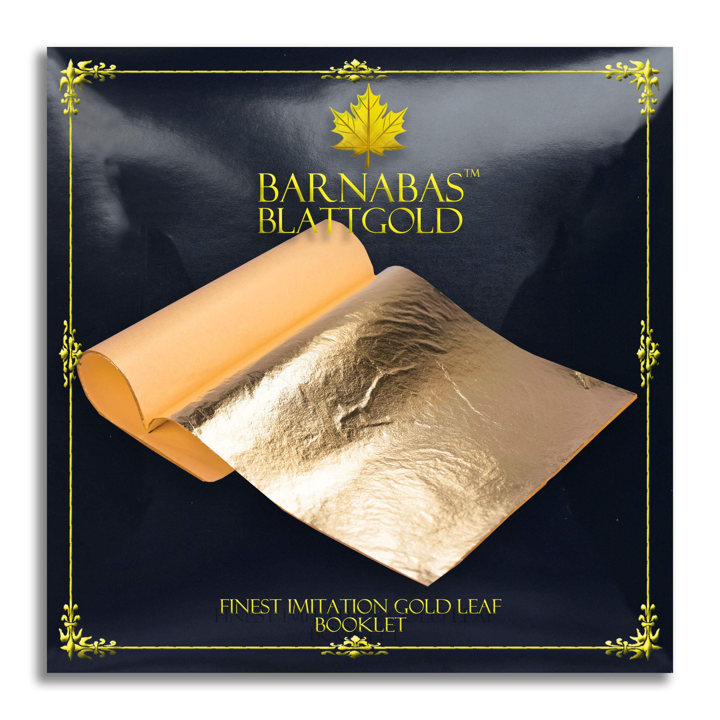 Barnabas Blattgold: Premium Imitation Gold Leaf Sheets - 50 Pack (5.5 Inch) for Painting, Gilding & DIY Crafts | Metal Leaf Foil for Art Projects, Home Decor & Wedding Invitations