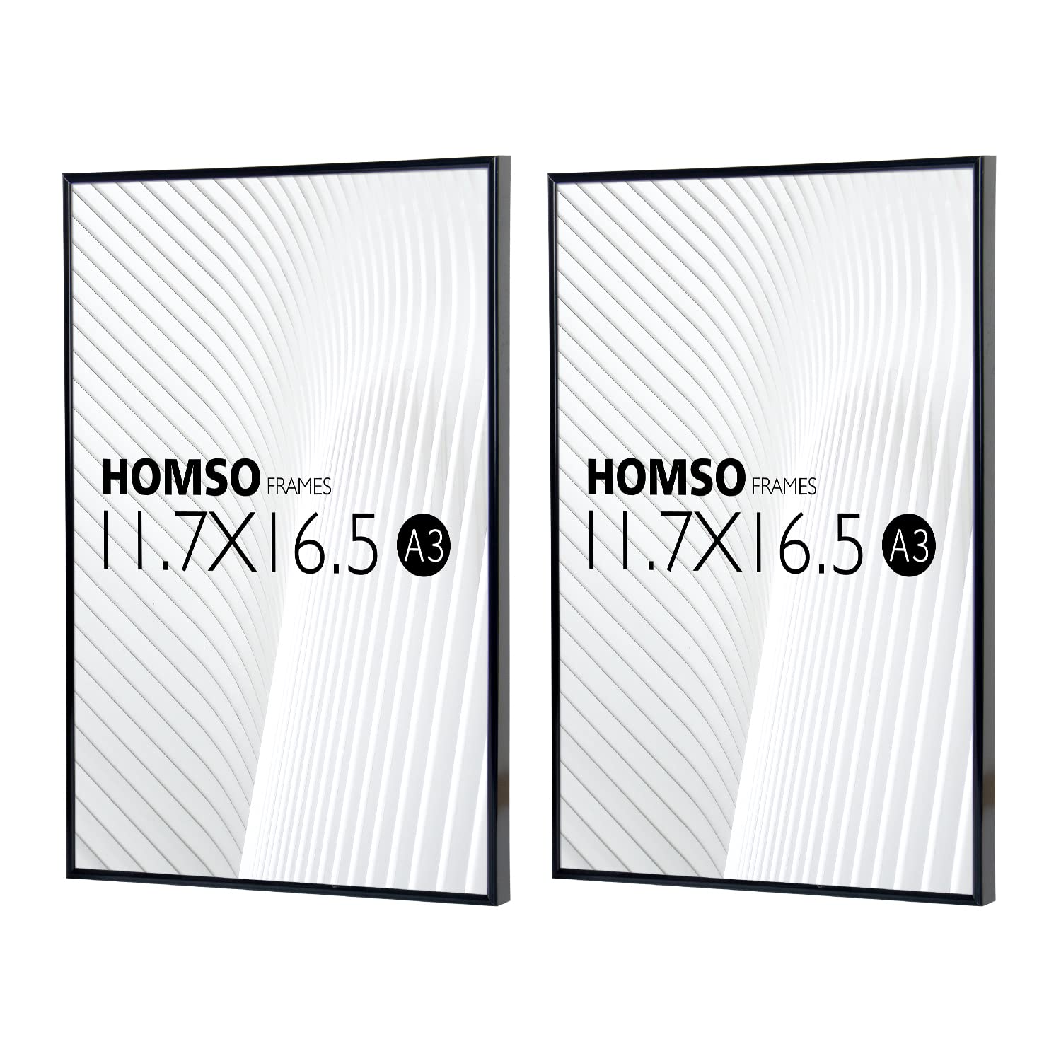Homso A3 Poster Frames 2 Pack - 11.7x16.5 Aluminum Picture Frames for Wall Display