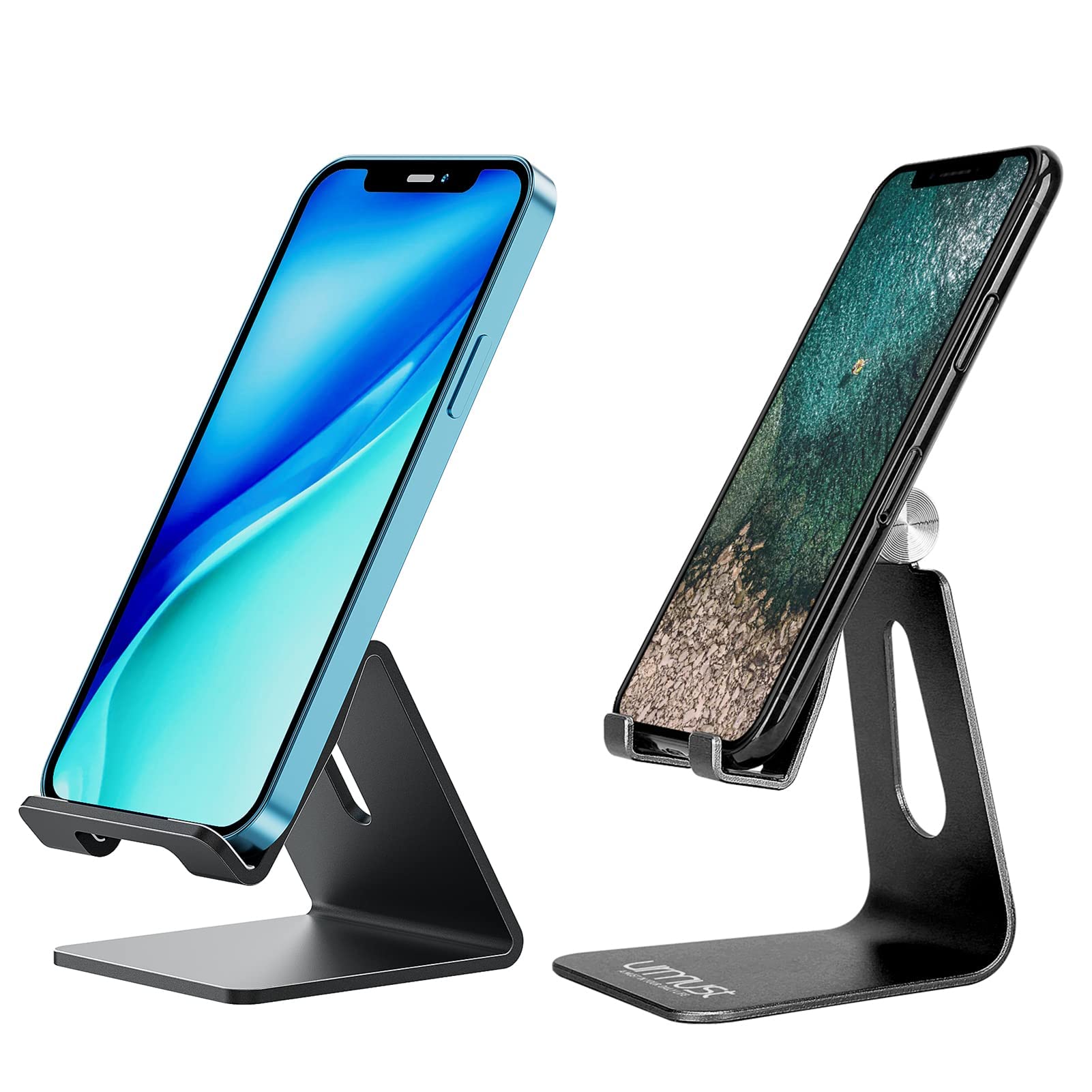 Urmust Adjustable Angle Phone Stand - Black | Universal Smartphone Holder for Desk, Bed, Car & Office | Perfect for Video Calls, Watching Movies & Hands-Free Use