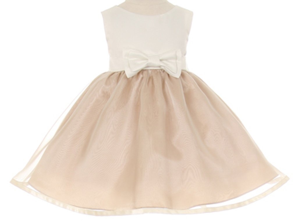 AKIDress Satin & Organza Bow Accent Dress for Baby Girls & Toddlers - Perfect for Birthday Parties, Photo Shoots & Special Occasions