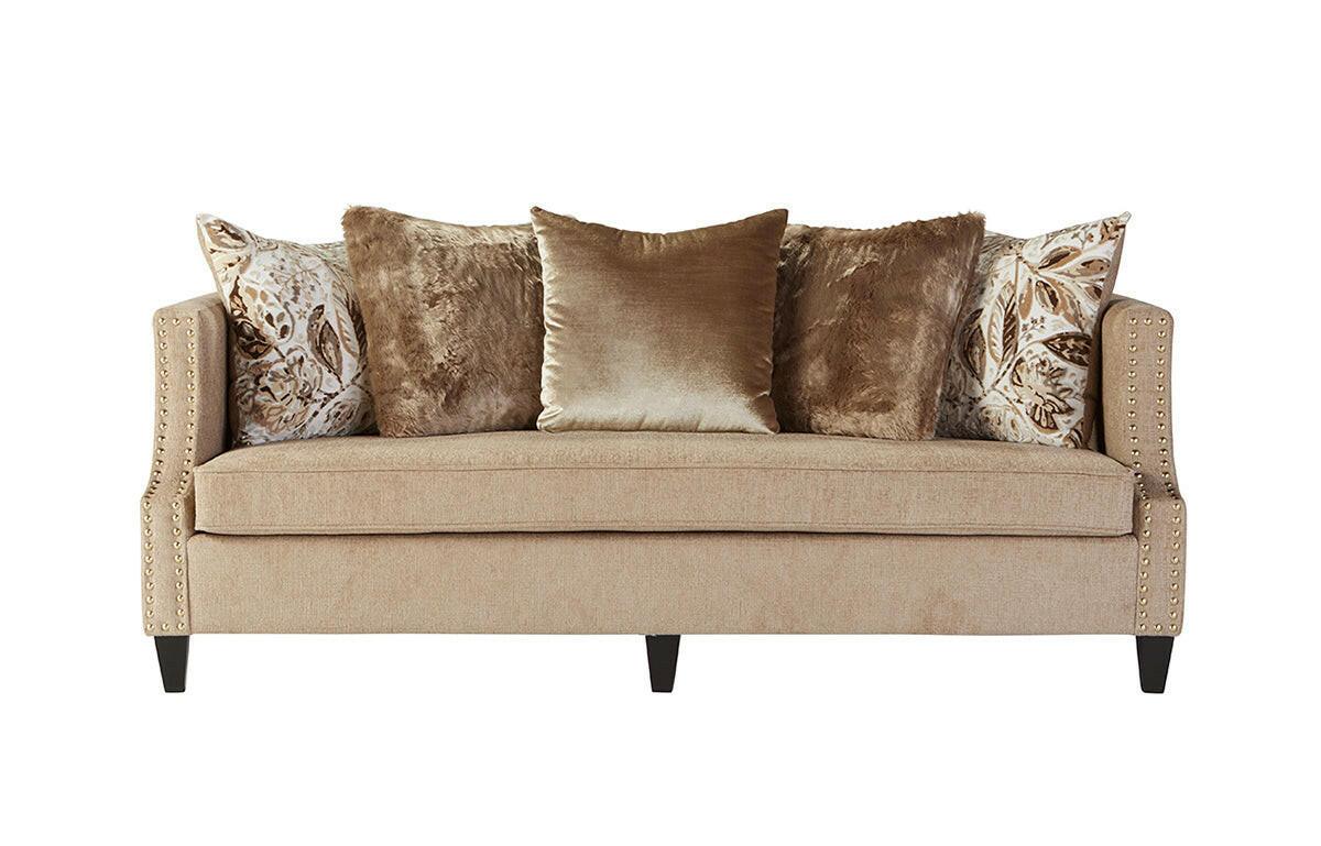 Simone Flax Sofa 17550S - Modern Linen Fabric 3-Seater Couch with Wooden Legs for Living Room, Lounge & Office | Comfortable & Stylish Home Furniture