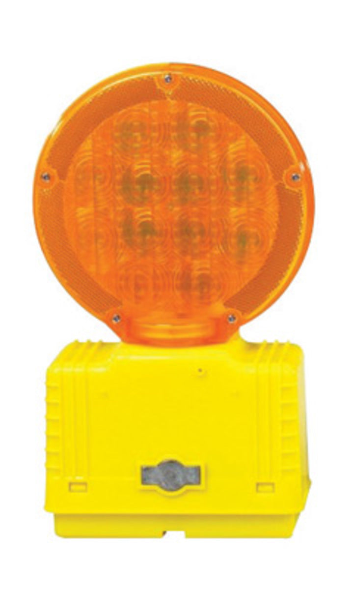 Cortina Amber D Cell Barricade Light with Photocell & 3-Way Switch - Safety Warning Light for Construction, Road Work, Emergency Zones