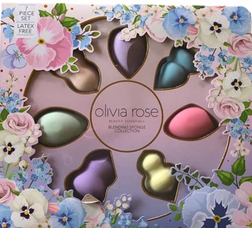 Olivia Rose 7-Piece Multi-Colored Makeup Sponge Blender Set - Beauty Blender Kit for Flawless Foundation & Concealer Application - Perfect for Professional Makeup, Travel & Everyday Use