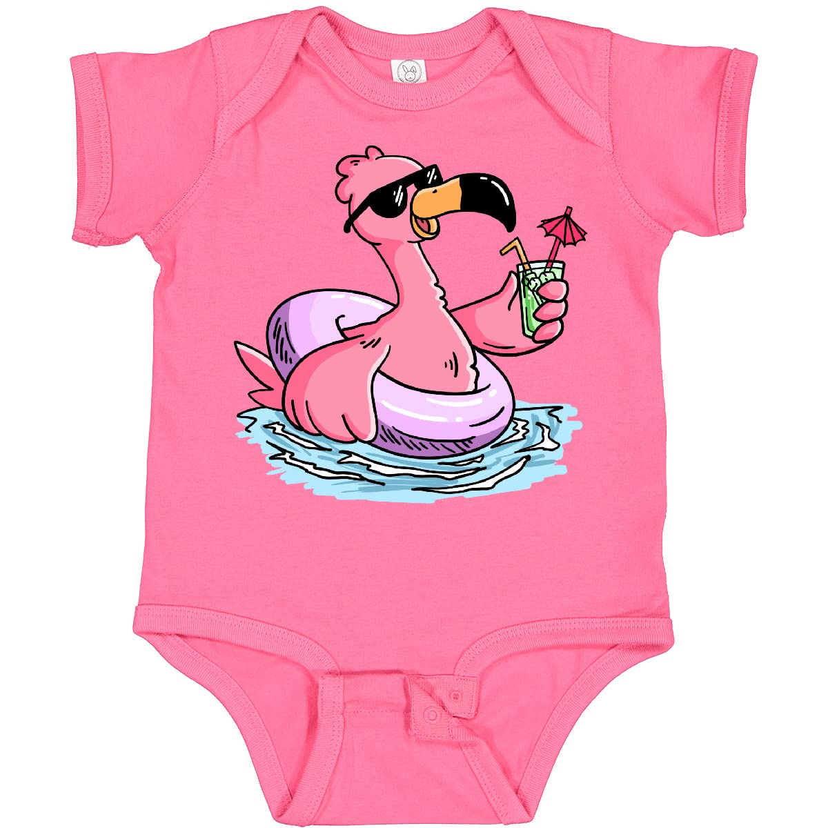 Inktastic Flamingo with Sunglasses Baby Bodysuit - Cute Summer Pool Party Outfit for Infants & Toddlers - Soft Cotton Onesie for Beach, Vacation, and Family Photos