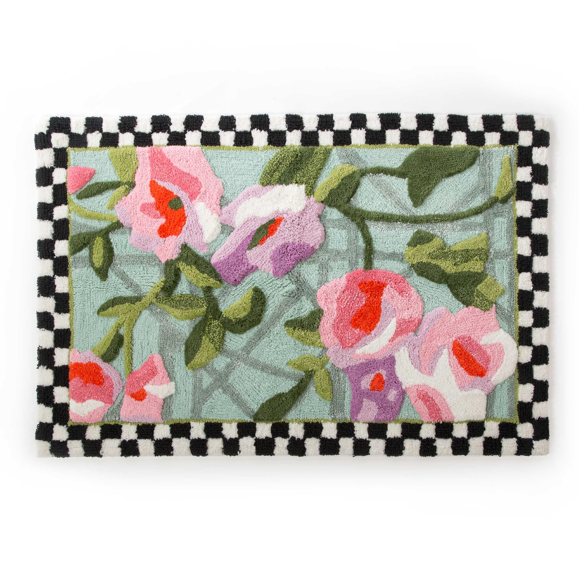 MACKENZIE-CHILDS Chelsea Garden Cotton Bath Rug - Non-Slip Absorbent Bath Mat for Bathroom, Shower & Vanity Area - Soft Machine Washable Floor Mat for Home Decor