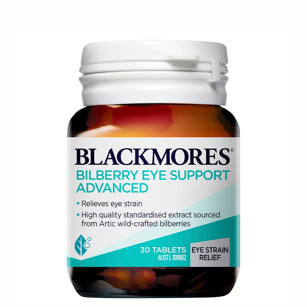 Blackmores Bilberry Eye Support Advanced - Premium Eye Health Supplement with Antioxidants for Vision Support & Eye Strain Relief - Ideal for Computer Users, Gamers & Night Drivers