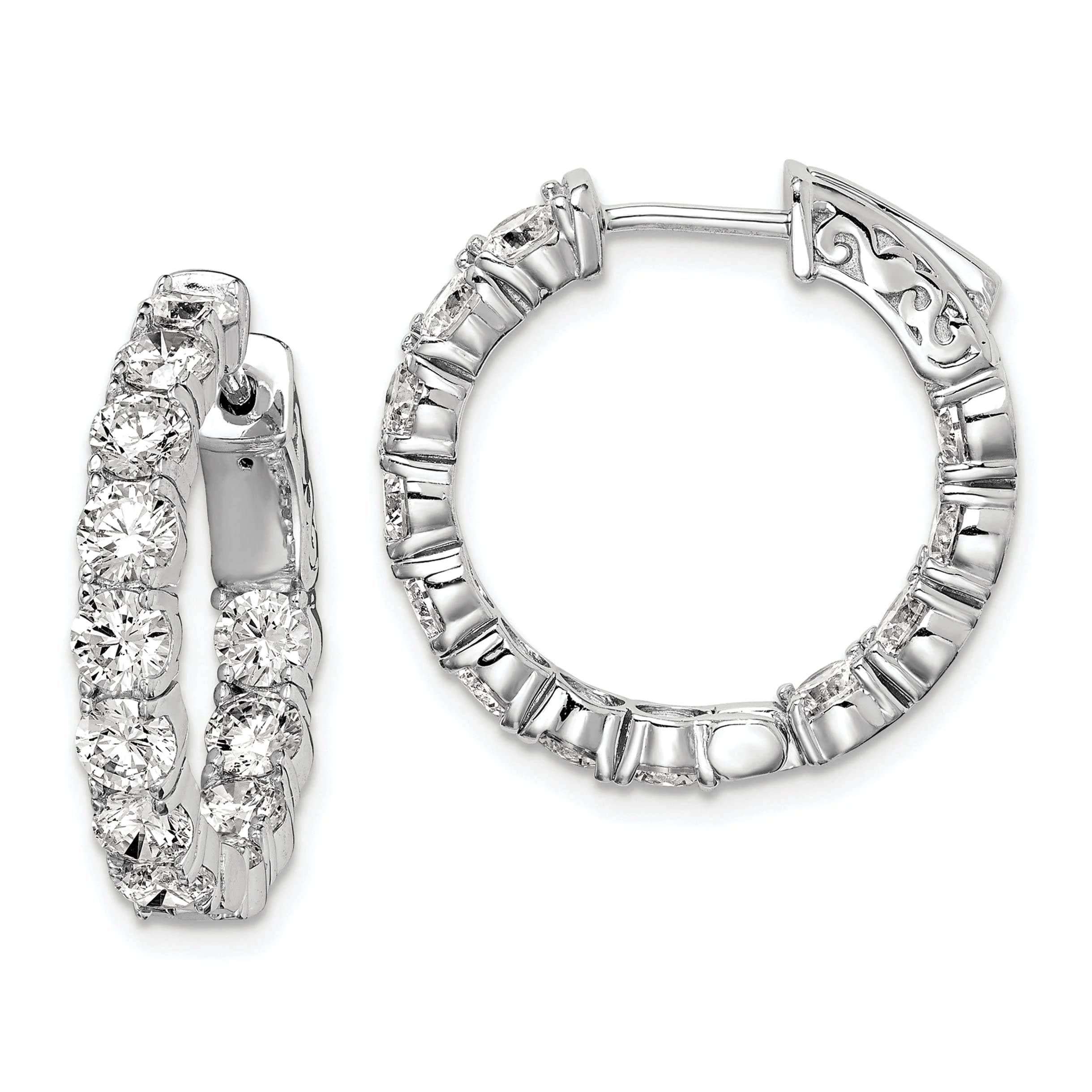 925 Sterling Silver Cubic Zirconia Hoop Earrings for Women - Elegant Everyday & Party Jewelry Gift