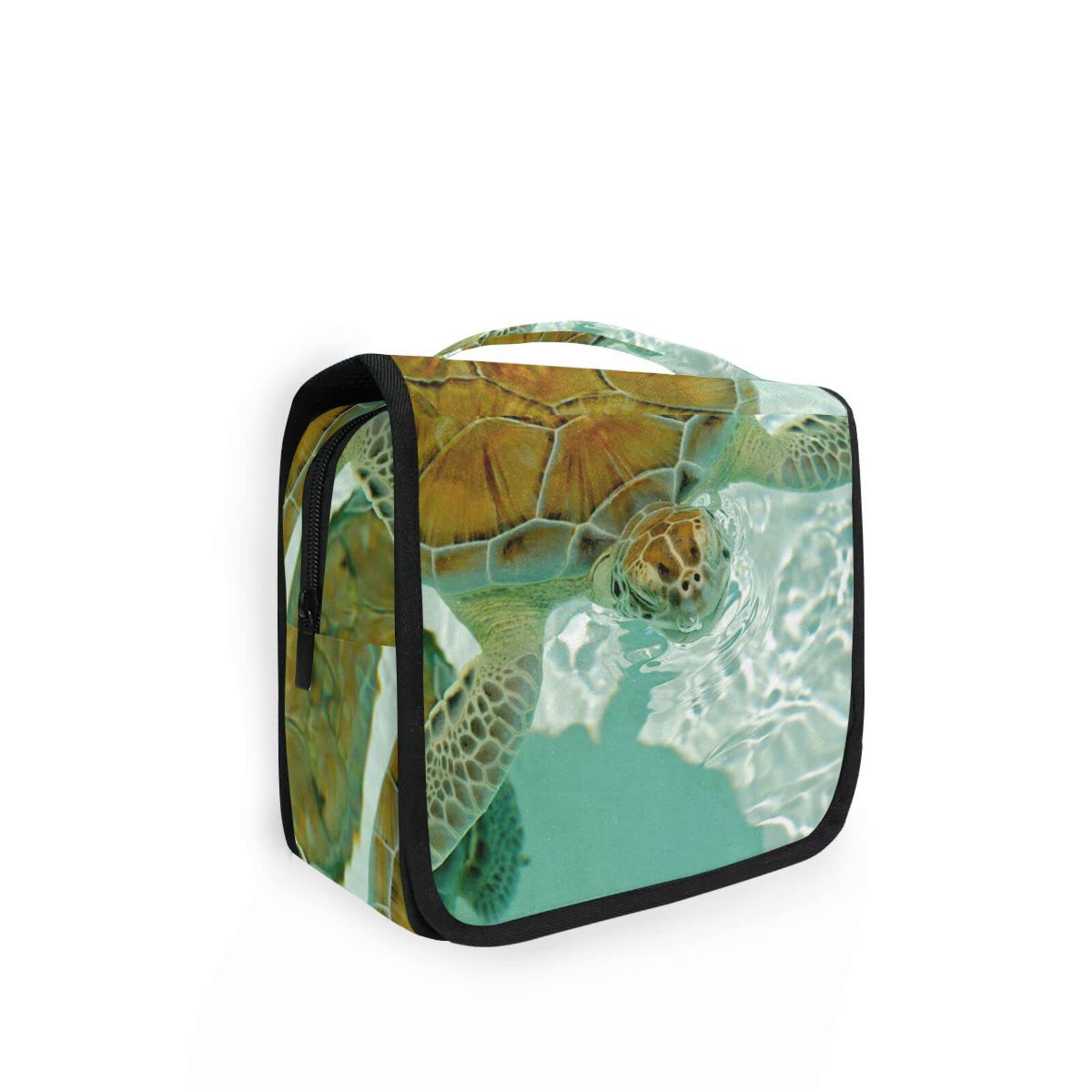 Eco-Friendly Portable Hanging Sea Turtle Toiletry Bag - Waterproof Travel Cosmetic Organizer for Women & Girls | Perfect for Beach Trips, Camping & Vacation Essentials Storage