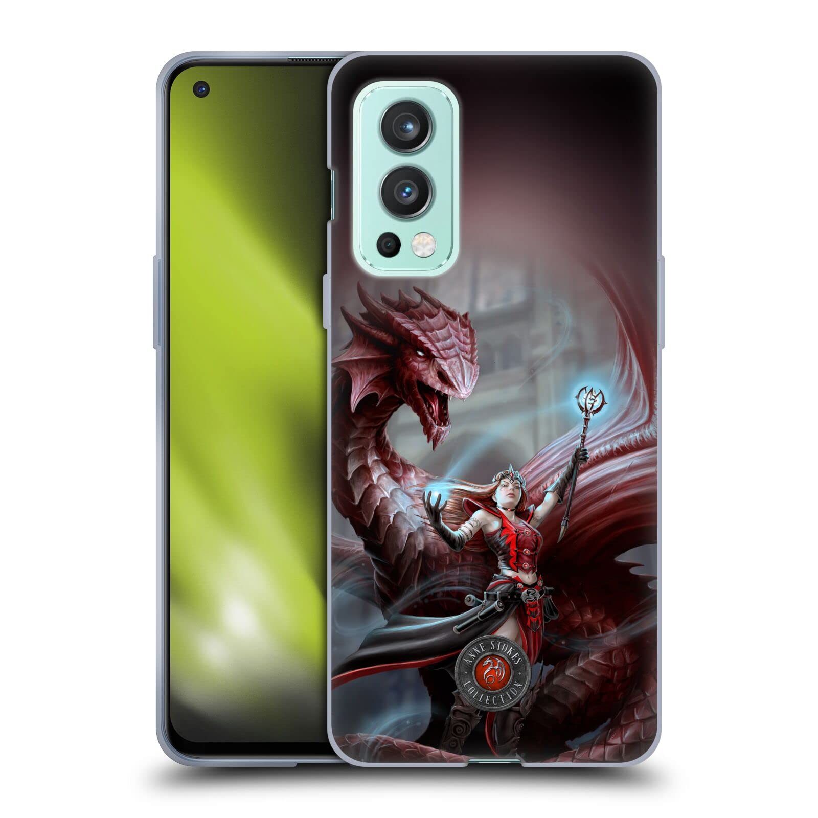 Anne Stokes Scarlet Mage Dragon Friendship Soft Gel Case for OnePlus Nord 2 5G - Officially Licensed Protective Phone Cover by Head Case Designs | Perfect for Fantasy Fans & Daily Use
