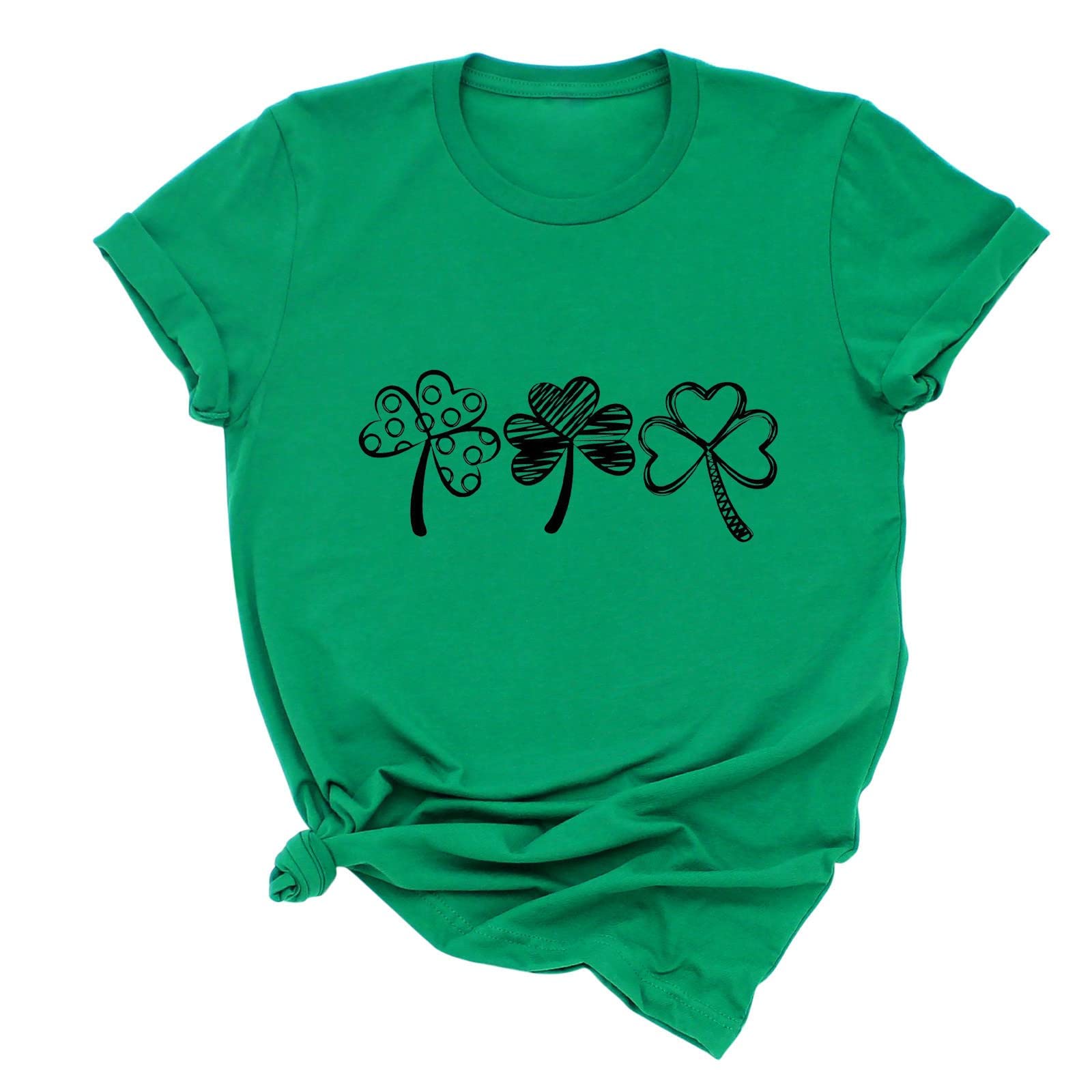 Buffalo Plaid Flannel Shirt for Women - Plus Size Christmas Shamrock Printed Graphic Tee - Mint Green - Cozy Casual Wear for Holiday Parties & St. Patrick's Day Celebrations