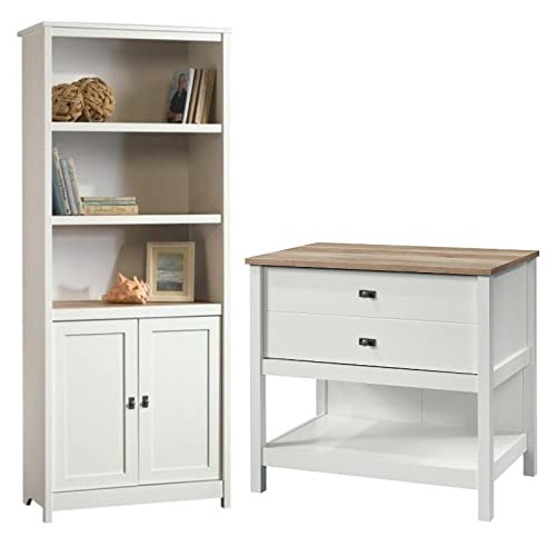 Home Square 2-Piece Furniture Set - 3-Shelf Bookcase & Lateral File Cabinet for Office, Living Room, or Study Organization