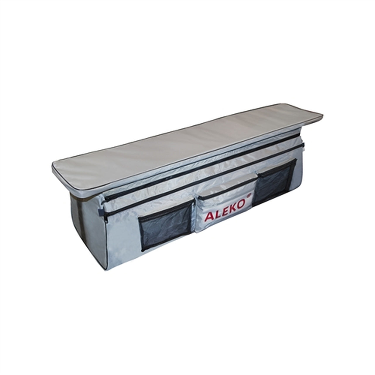 Aleko Boats Waterproof Inflatable Boat Seat Cushion with Storage Bag & Pockets - 34x9 Inches, Gray - Perfect for Fishing, Kayaking & Boating Comfort