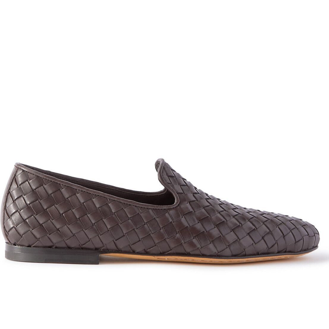 Ebony Brown Airto Intreccio Woven Leather Loafers for Men - Comfortable Slip-On Dress Shoes for Business Casual & Office Wear