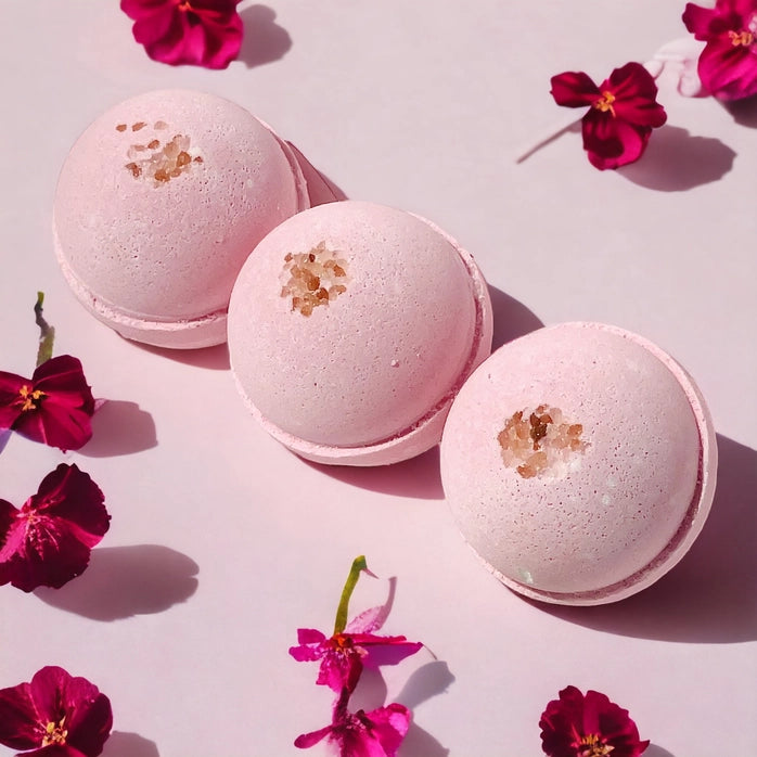 Organic Cherry Blossom & Pink Himalayan Salt Bath Bomb for Relaxation & Stress Relief - Perfect for Spa Nights, Self-Care Gifts & Aromatherapy