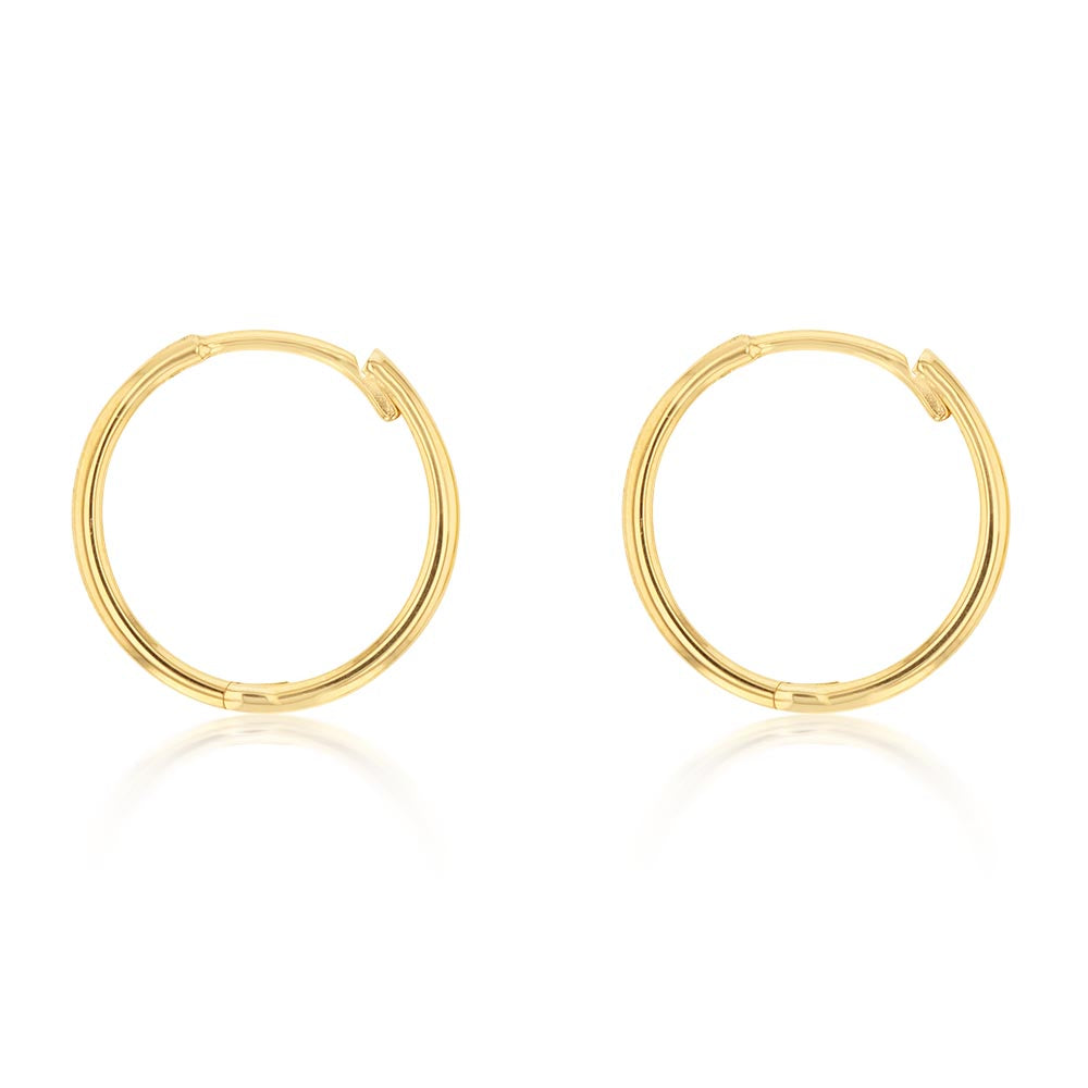 9ct Yellow Gold Plain Hinged Hoop Earrings for Women - Classic Everyday Jewelry for Work, Date & Special Occasions