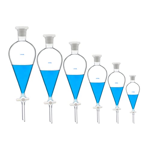 **5L Borosilicate Glass Separatory Funnel - 5000ml Heavy Wall Conical Lab Funnel with 34/40 Joints & PTFE Stopcock for Chemistry, Food, and Essential Oil Separation**    *(Perfect for Laboratory Experiments, Distillation, Liquid-Liquid Extraction, and DIY Essential Oil Processing)*