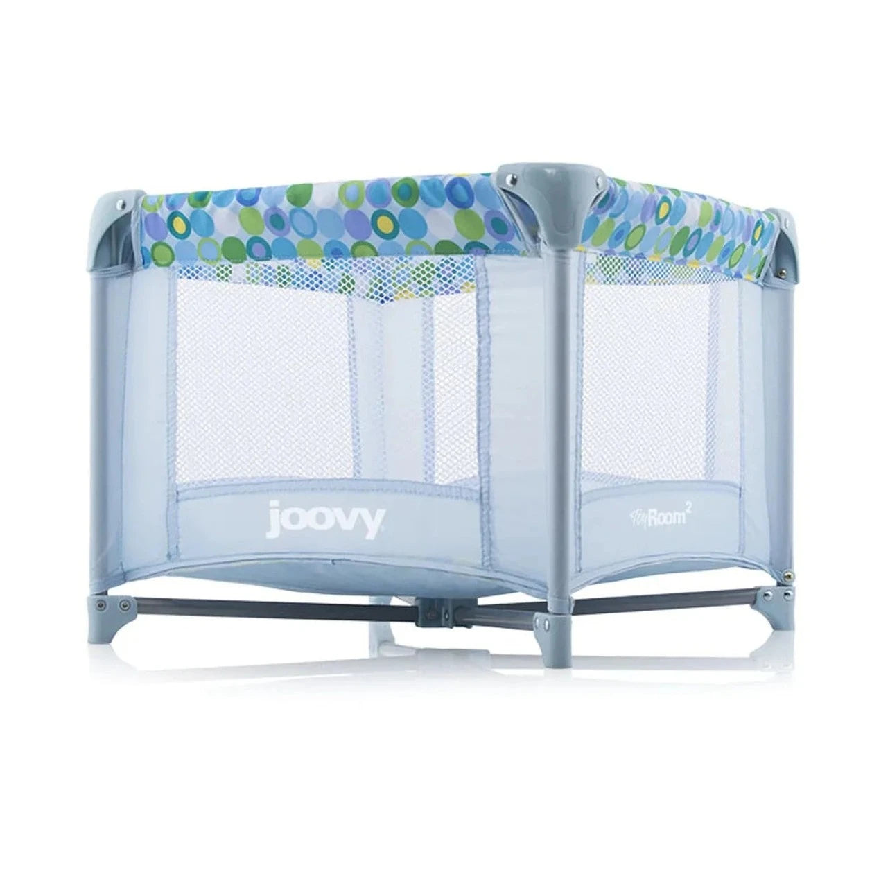 Toy Room² Playard Baby Doll Playpen with Storage - Blue Dot Design for Toddlers & Kids | Perfect for Indoor Playtime, Nursery Organization & Pretend Play Activities