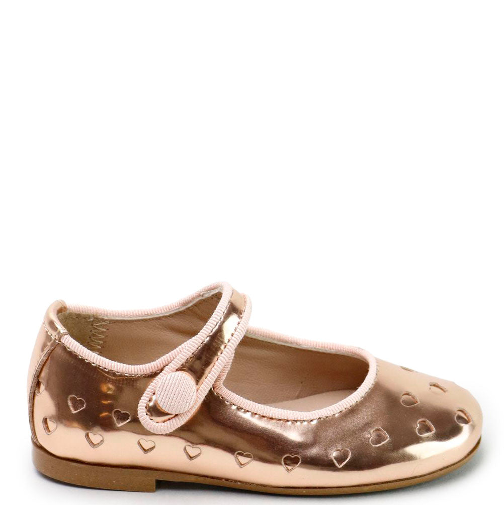 Papanatas Mirror Salmon Heart Mary Jane Shoes - Elegant Women's Flats for Casual & Formal Wear - Perfect for Weddings, Parties & Office