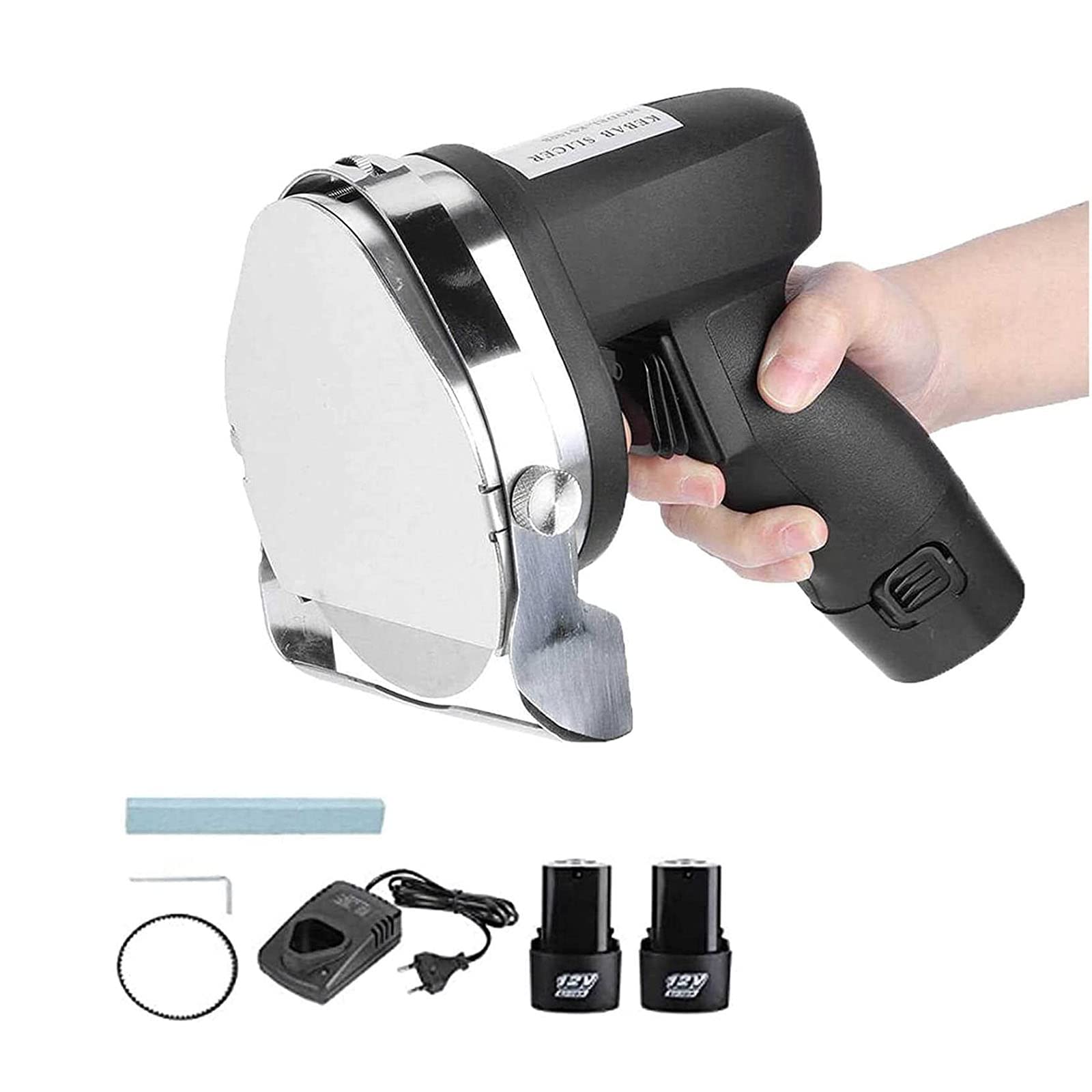 Commercial Electric Meat Slicer Machine - Stainless Steel Cordless Meat Cutter for BBQ, Kebab, Lamb, Beef & Chicken | Durable & Multifunctional Kitchen Appliance for Restaurants, Catering & Home Use