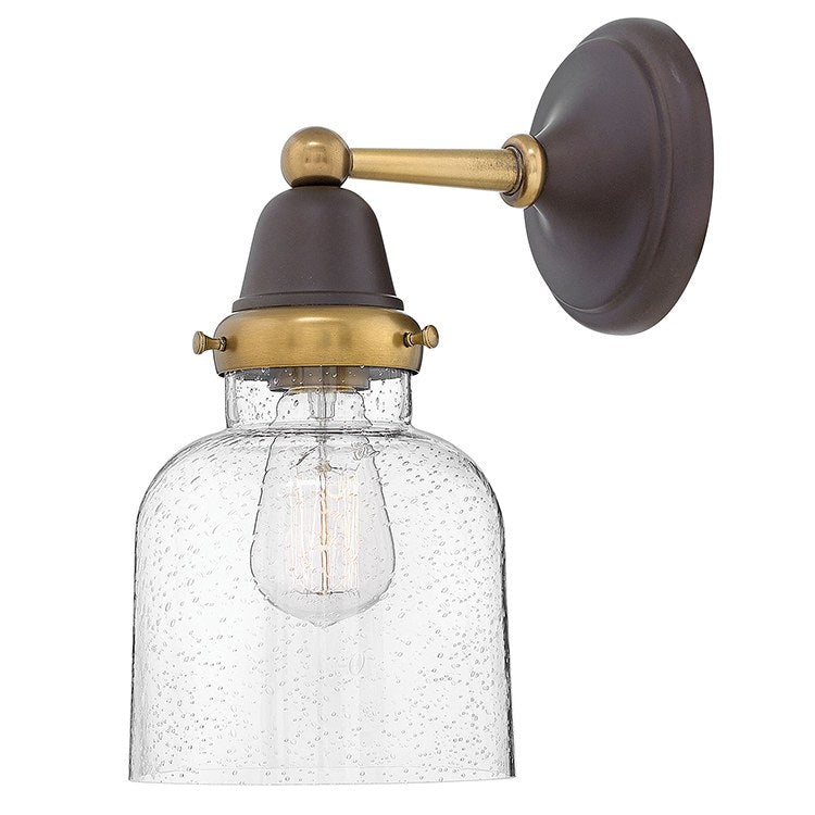Academy Single Light Wall Sconce - Modern Brass Finish Wall Light Fixture for Bedroom, Living Room & Hallway Lighting | Indoor Wall Mounted Lamp with Clear Glass Shade